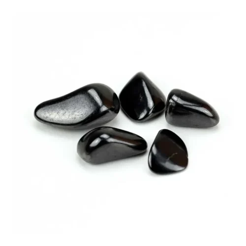 Rodado de shungit pulido, mineral natural para meditación y protección