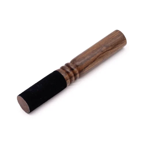 Mazo para cuenco tibetano 17cm con doble anillo de madera natural